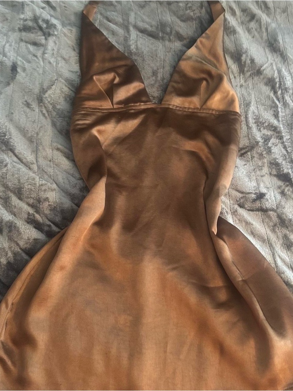 Sleek Satin Slip Dress in Rich Brown